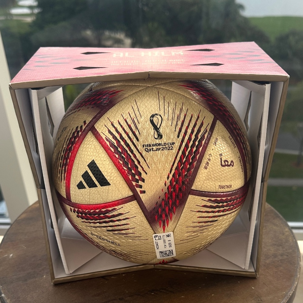 Adidas AL HILM Gold and Red FIFA World Cup Soccer Ball Official Match ball - Picture 1 of 4